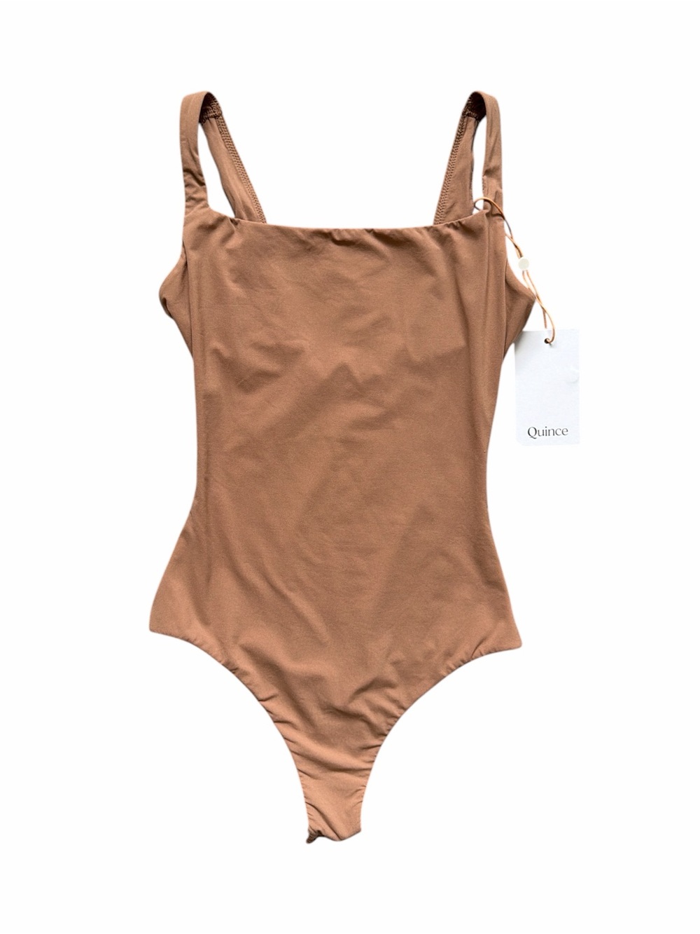 Quince Second Skin Square Neck Tank Bodysuit Mocha XS NWT - Picture 2 of 4